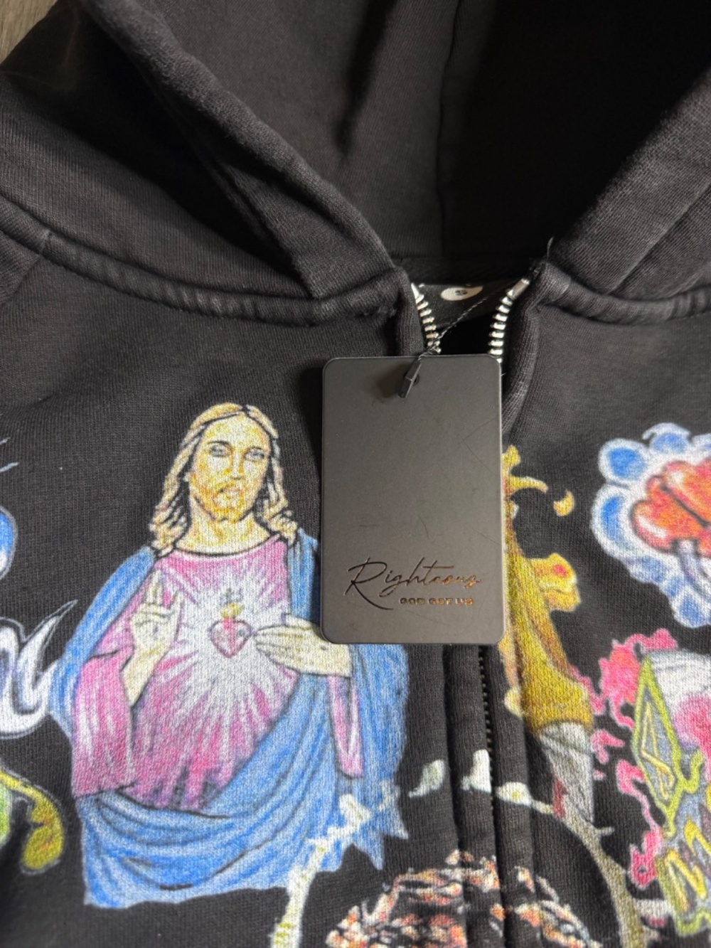 NEW* Black Righteous Zip Up Hoodie Sizes Small, Medium, Large, And XL 100% Real - Picture 3 of 7